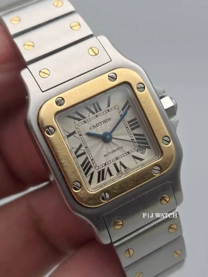 Cartier Santos Galbée Steel & Gold Silver Dial Ref.2423