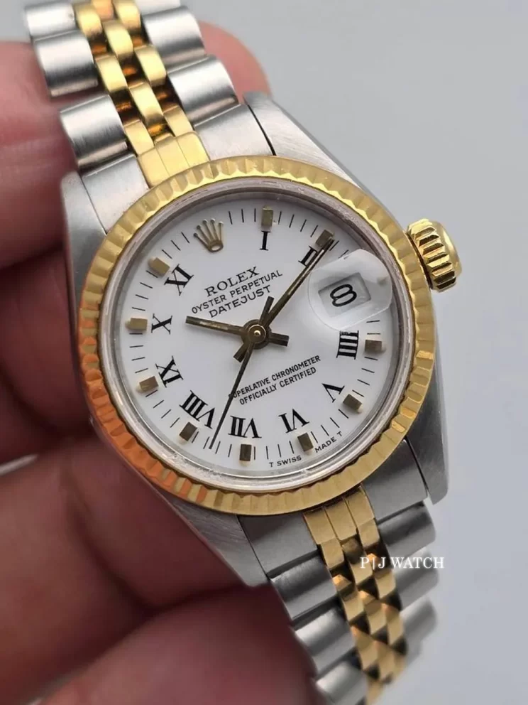 Rolex Lady-Datejust 26mm Jubilee Gold & Steel White Roman Dial Ref.69173