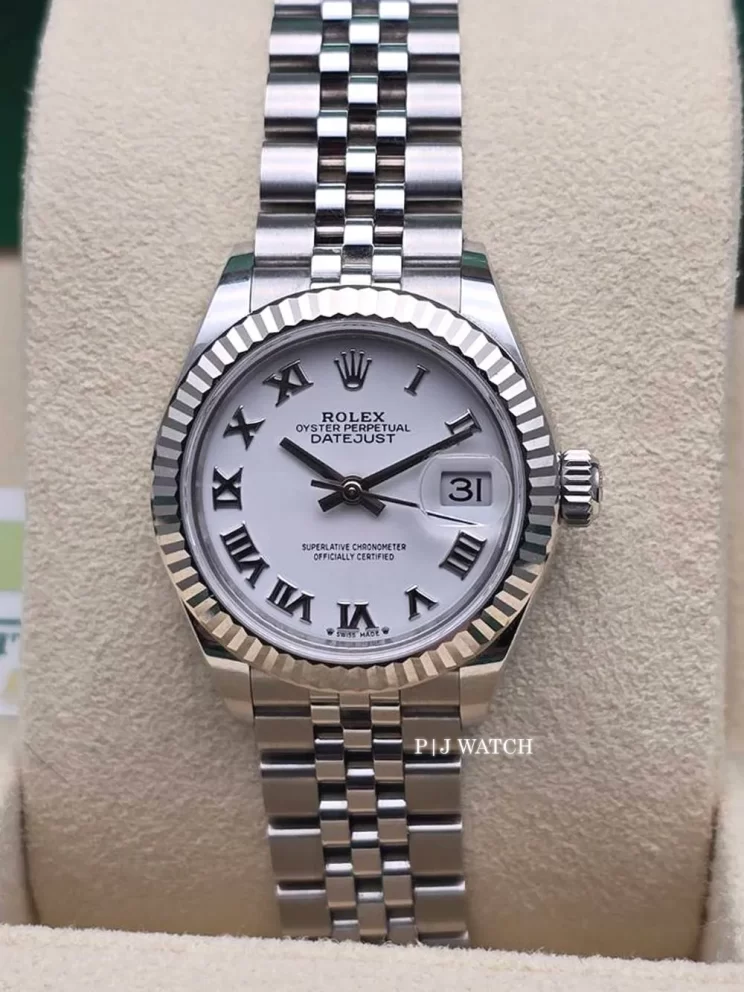Rolex Lady-Datejust 28mm White Gold & Oystersteel White Roman Numeral Dial Ref.279174