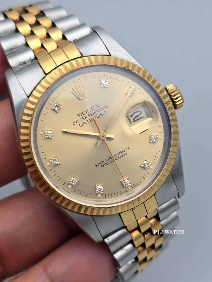 Rolex Datejust 36mm Jubilee Gold & Steel Champagne Diamond Dial Ref.16013