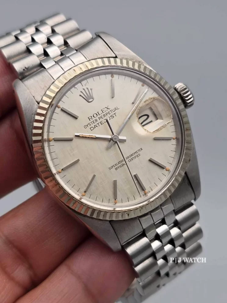 Rolex Datejust 36mm White Gold Bezel Silver Linen Dial Ref.16014