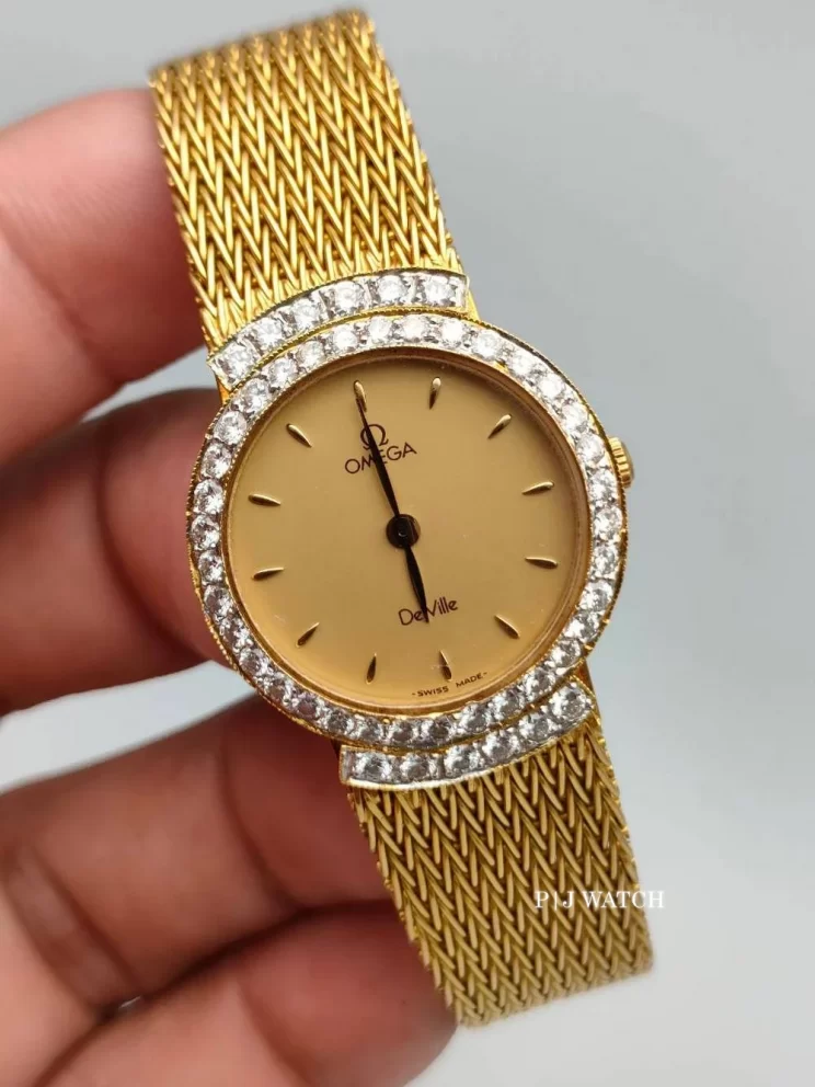 OMEGA De Ville Vintage Gold Diamond Bezel Ref.195.2378