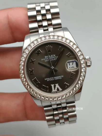 Rolex Datejust 31mm Rhodium Diamond Dial Diamond Bezel Ref.178384