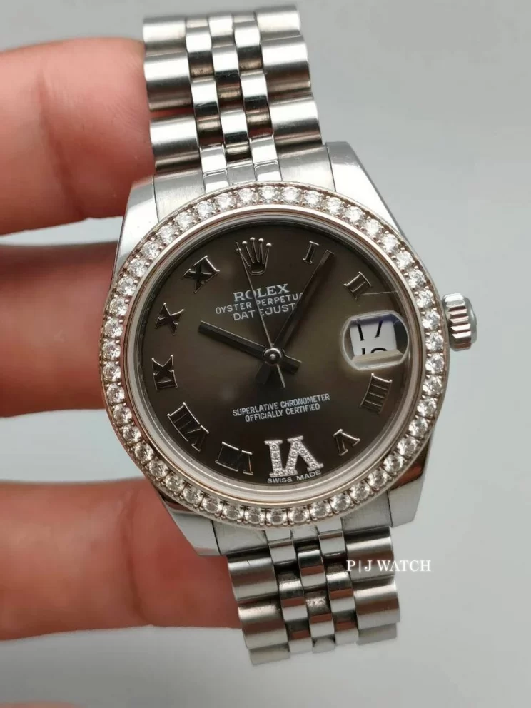 Rolex Datejust 31mm Rhodium Diamond Dial Diamond Bezel Ref.178384