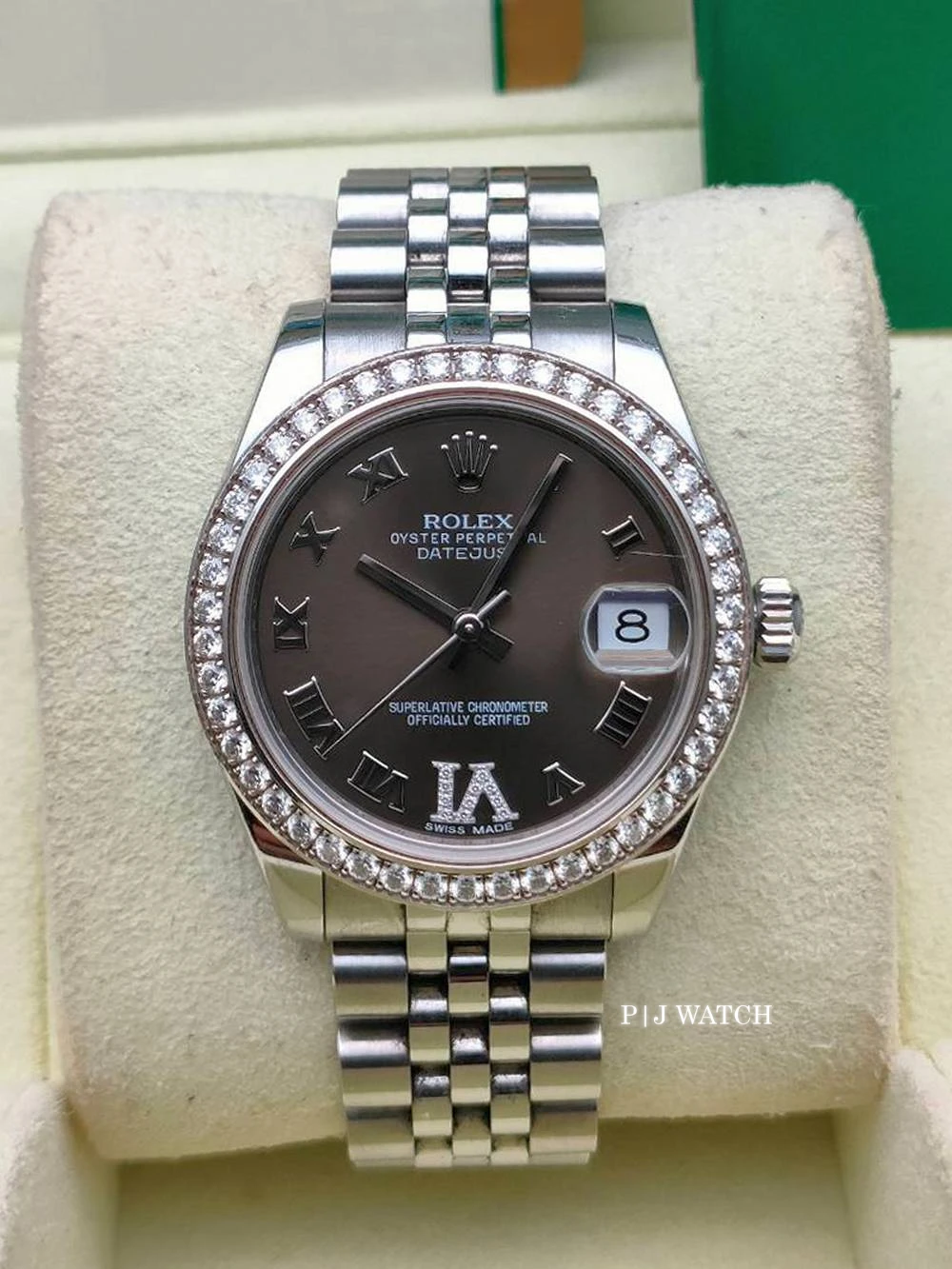 Rolex Datejust 31mm Rhodium Diamond Dial Diamond Bezel Ref.178384