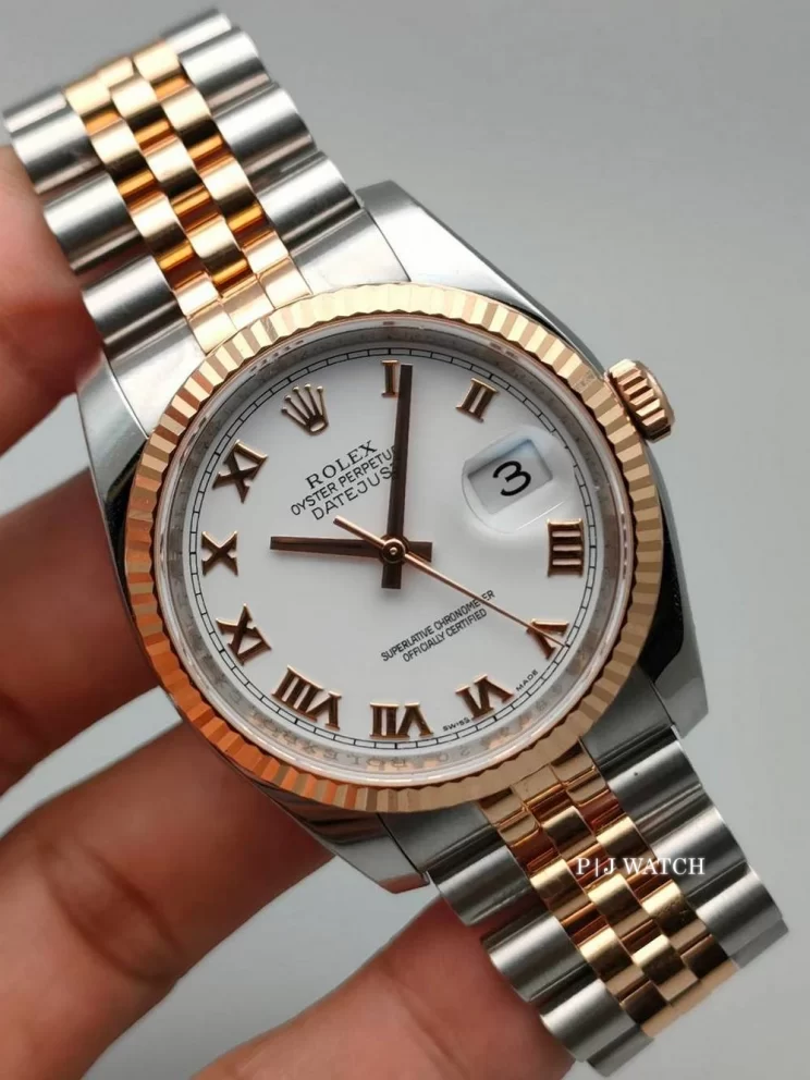 Rolex Datejust 36mm Everose Gold 18k & Oystersteel White Roman Numeral Ref.116231