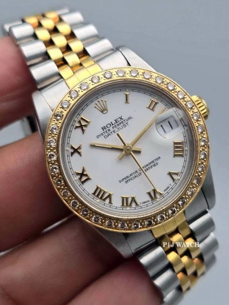 Rolex Datejust 36mm Gold & Steel White Roman Dial Ref.116233