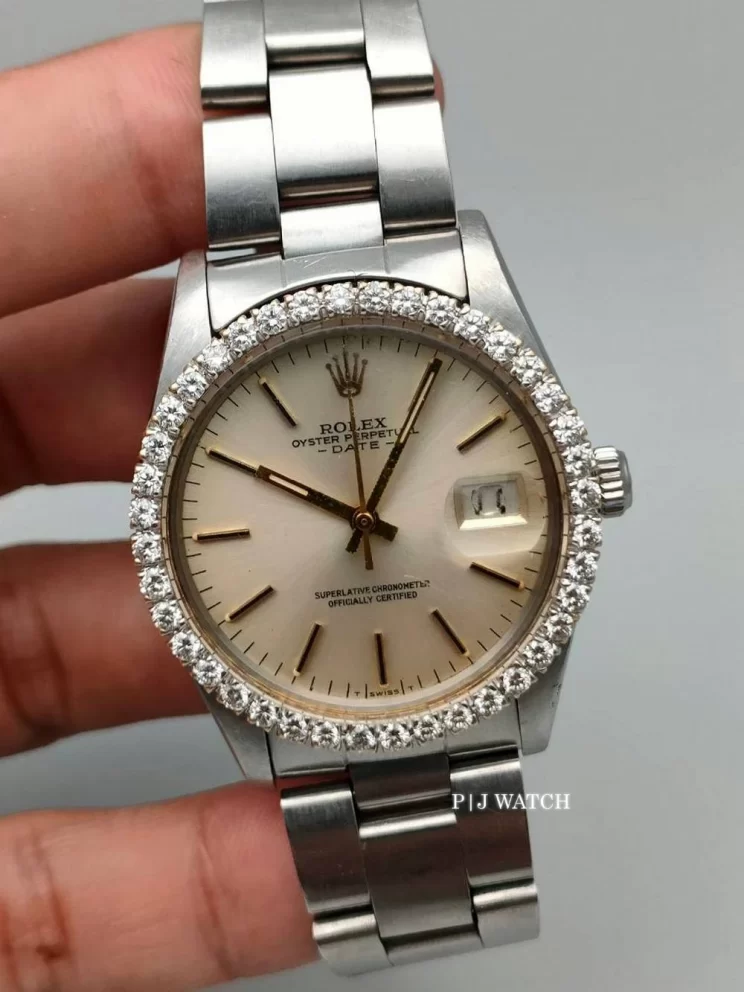 Rolex Oyster Perpetual Date 34mm Vintage Silver Dial Ref.1500