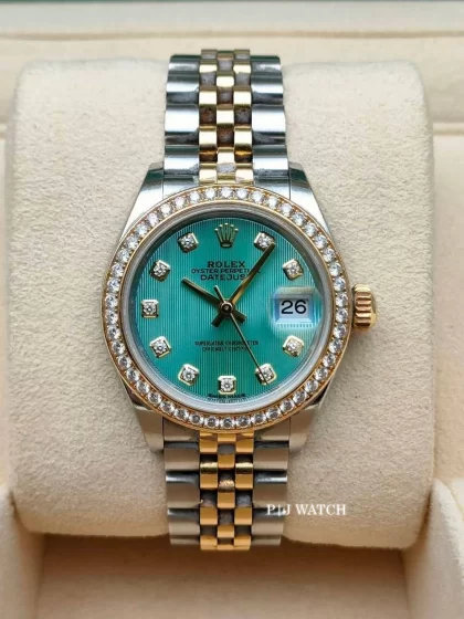 Rolex Lady-Datejust 28mm Steel & Gold Mint Green Diamond Dial Ref.279383RBR