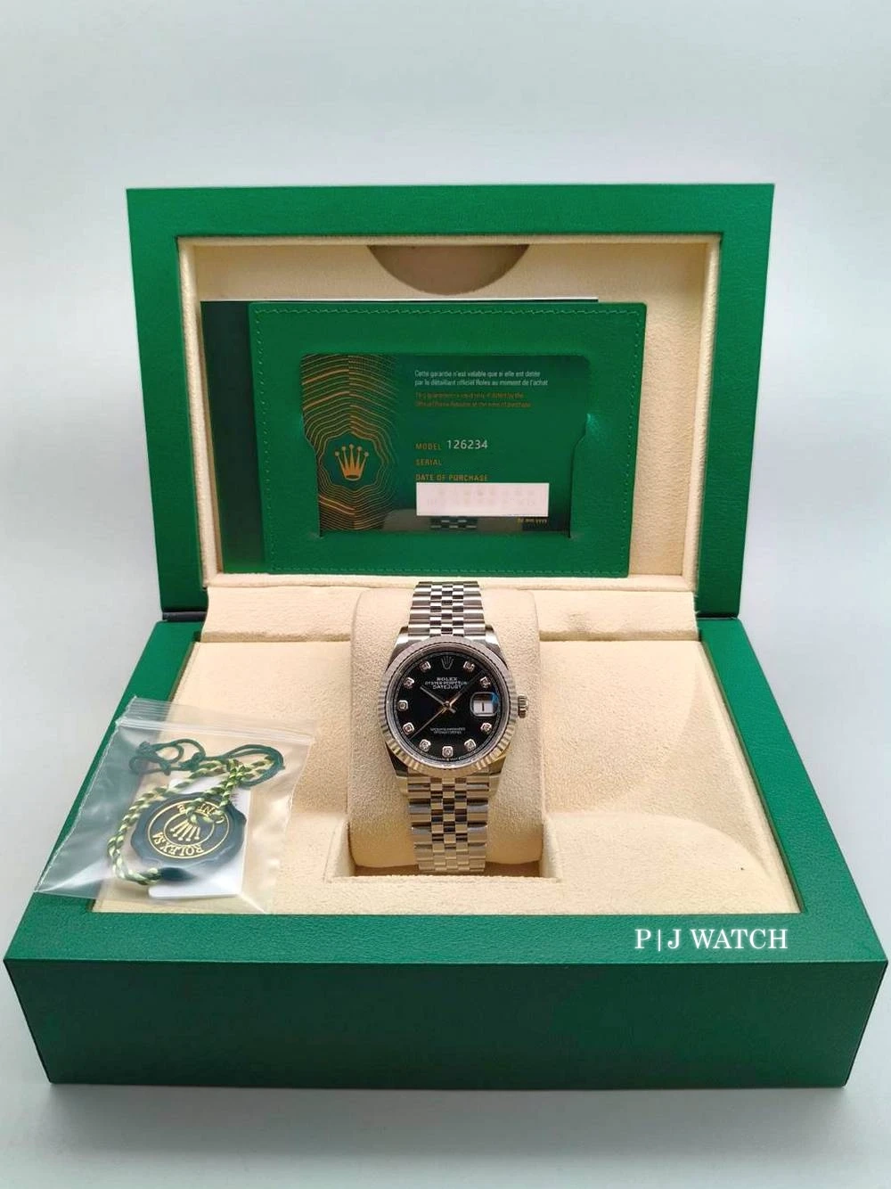 Rolex Datejust 36mm Black Dial Jubilee Bracelet White Gold Bezel Ref.126234