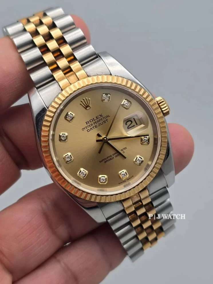 Rolex Datejust 36mm Jubilee Steel & Gold Champagne Diamond Dial Ref.116233