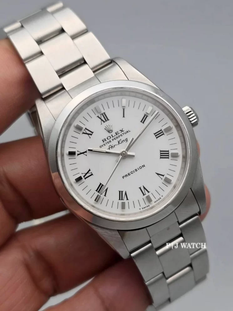 Rolex Oyster Perpetual 34mm Air King White Roman Index Dial Ref.14000
