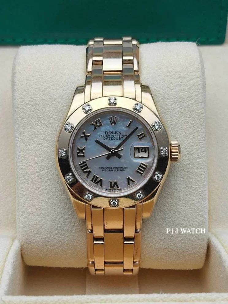Rolex Lady-Datejust Pearlmaster 29mm Everose Gold MOP Roman Dial Ref.80315
