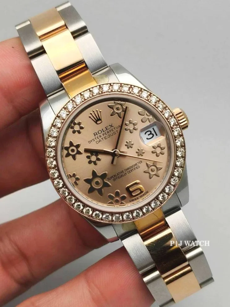 Rolex Datejust 31mm Steel & Gold Champagne Floral Dial Ref.178383