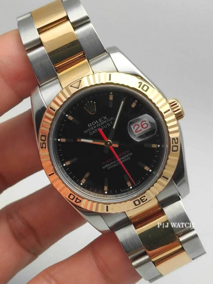 Rolex Datejust 36mm Everose Gold & Oystersteel Black Dial Ref.116261