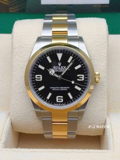 Rolex Explorer Yellow Gold & Steel Midsize Luxury Watch Ref.124273