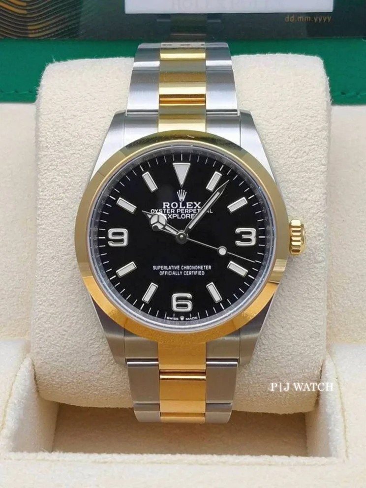 Rolex Explorer Yellow Gold & Steel Midsize Luxury Watch Ref.124273