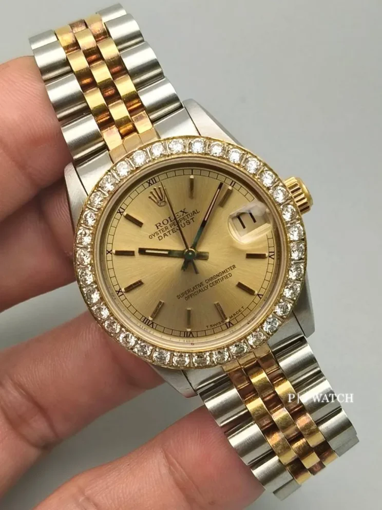 Rolex Datejust 31mm Gold & Steel Champagne Dial Diamond Bezel Ref.68273