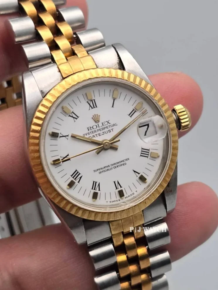 Rolex Datejust 31mm Jubile Gold & Steel White Roman Numeral Dial Ref.68273