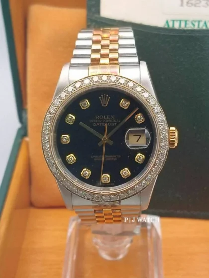 Rolex Datejust 36mm Black Diamond Dial Unisex Watch Ref.16233