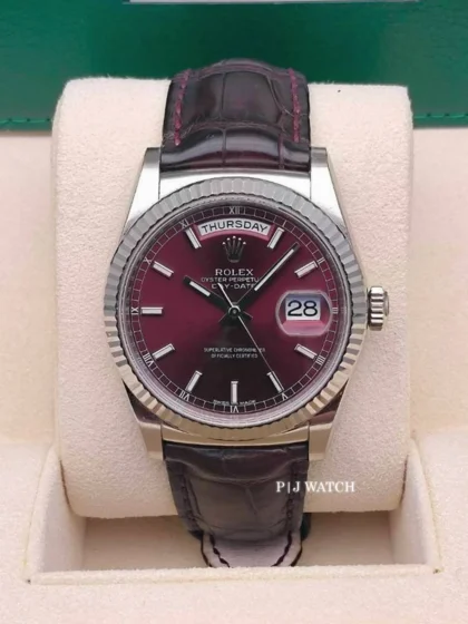 Rolex Day-Date 36mm White Gold 18k Cherry Red Dial Ref.118139