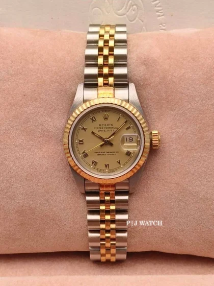 Rolex Lady-Datejust 26mm Steel & Gold Champagne Roman Dial Ref.69173