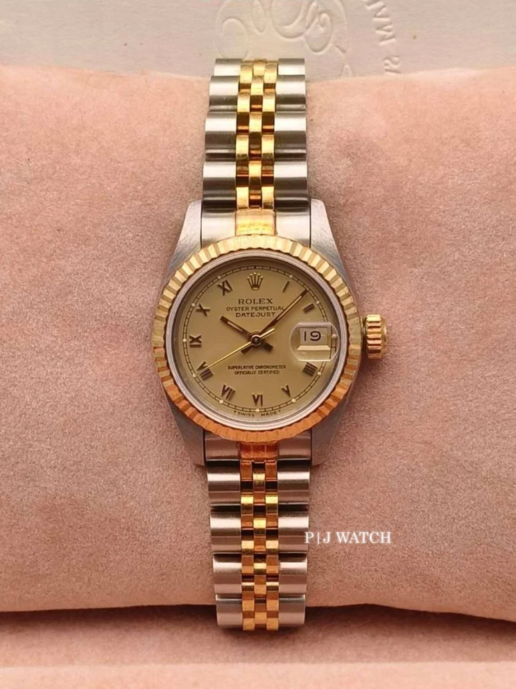 Rolex Lady-Datejust 26mm Steel & Gold Champagne Roman Dial Ref.69173