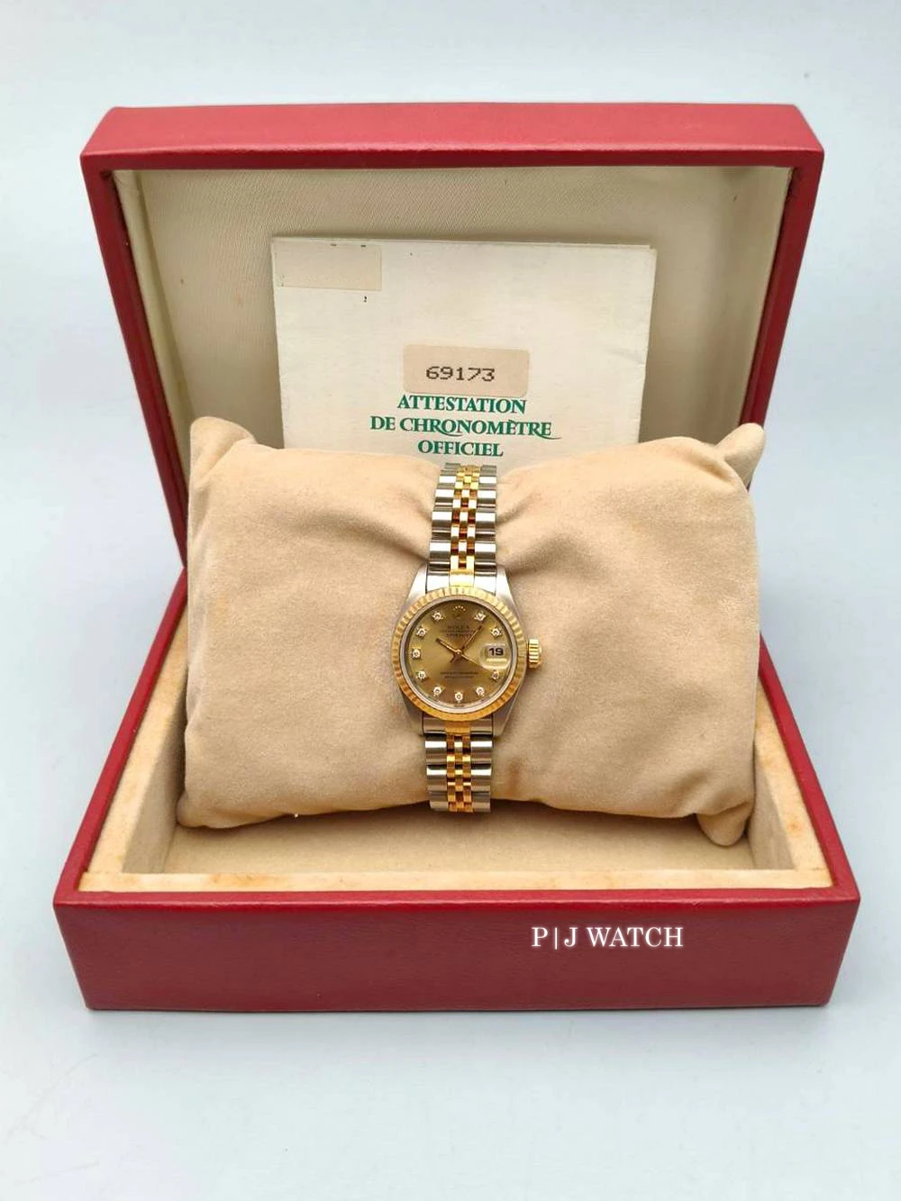 Rolex Lady-Datejust 26mm Two-Tone Champagne Diamond Dial Ref.69173