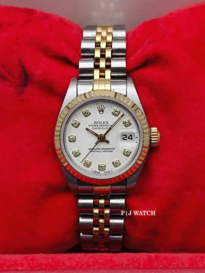 Rolex Lady-Datejust 26mm Two Tone White Diamond Dial Ref.69173