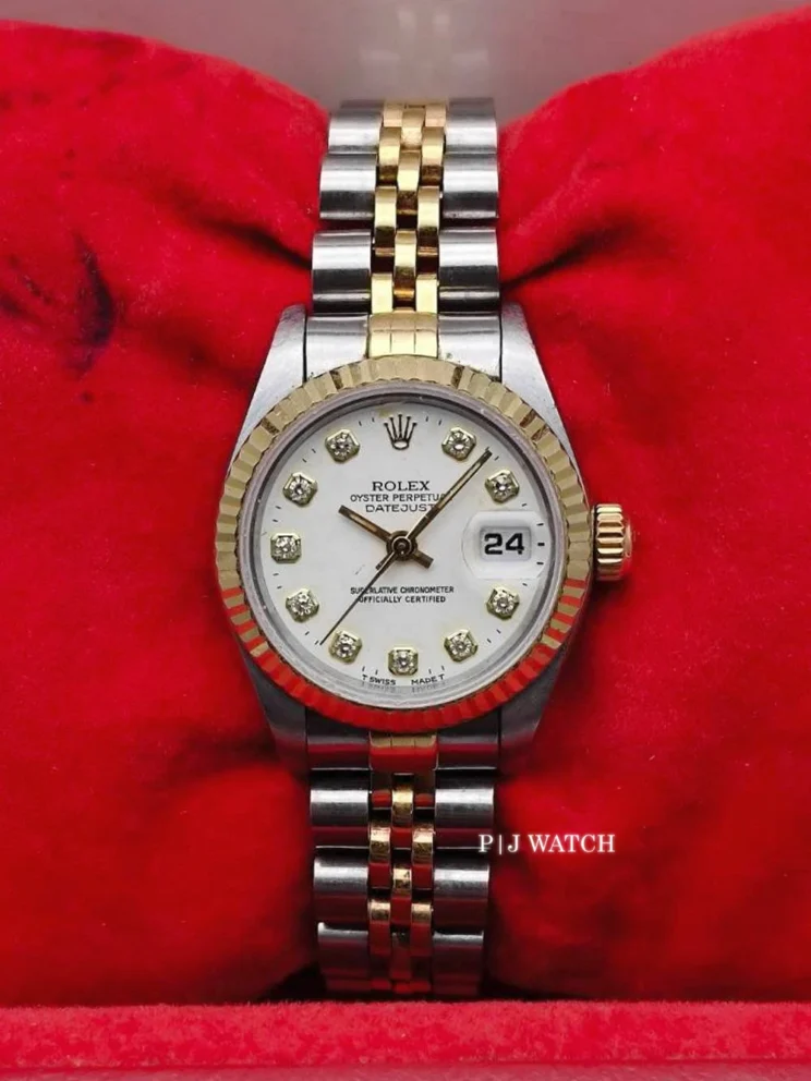 Rolex Lady-Datejust 26mm Two Tone White Diamond Dial Ref.69173