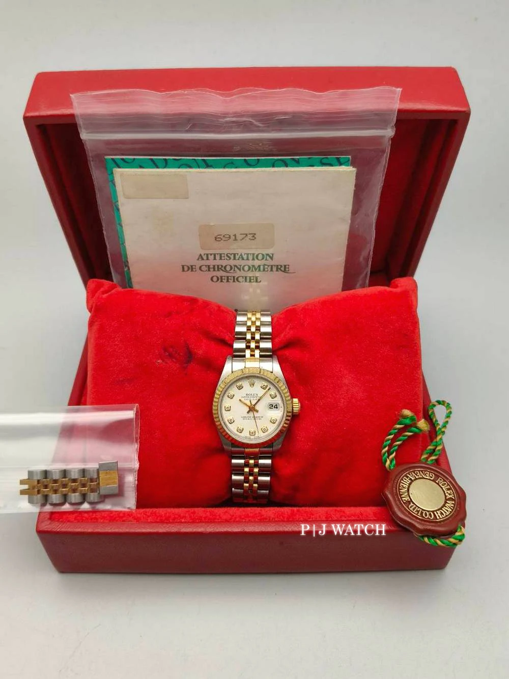 Rolex Lady-Datejust 26mm Two Tone White Diamond Dial Ref.69173