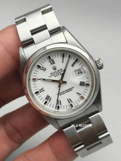 Rolex Oyster Perpetual Date 34mm White Roman Dial Ref.15200