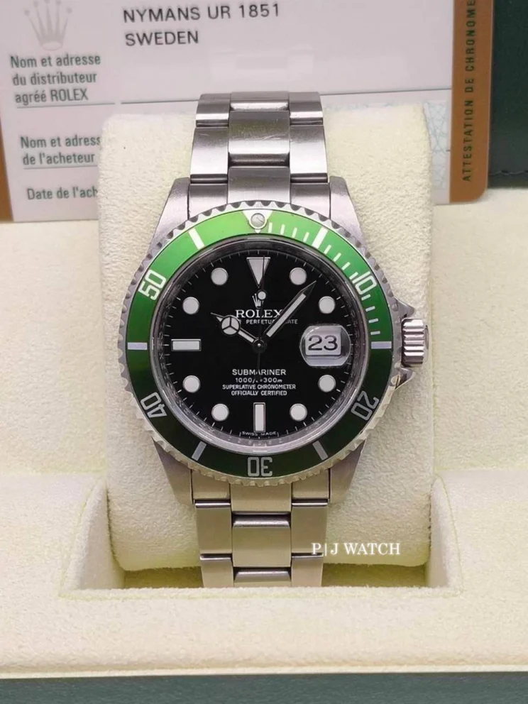 Rolex Submariner Date Stainless Steel Kermit Black Dial Ref.16610LV