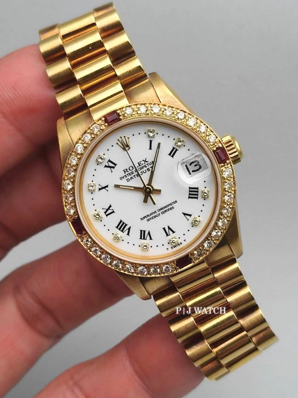 Rolex Datejust 31mm Yellow Gold 18k President Bracelet White Dial Ref.68278