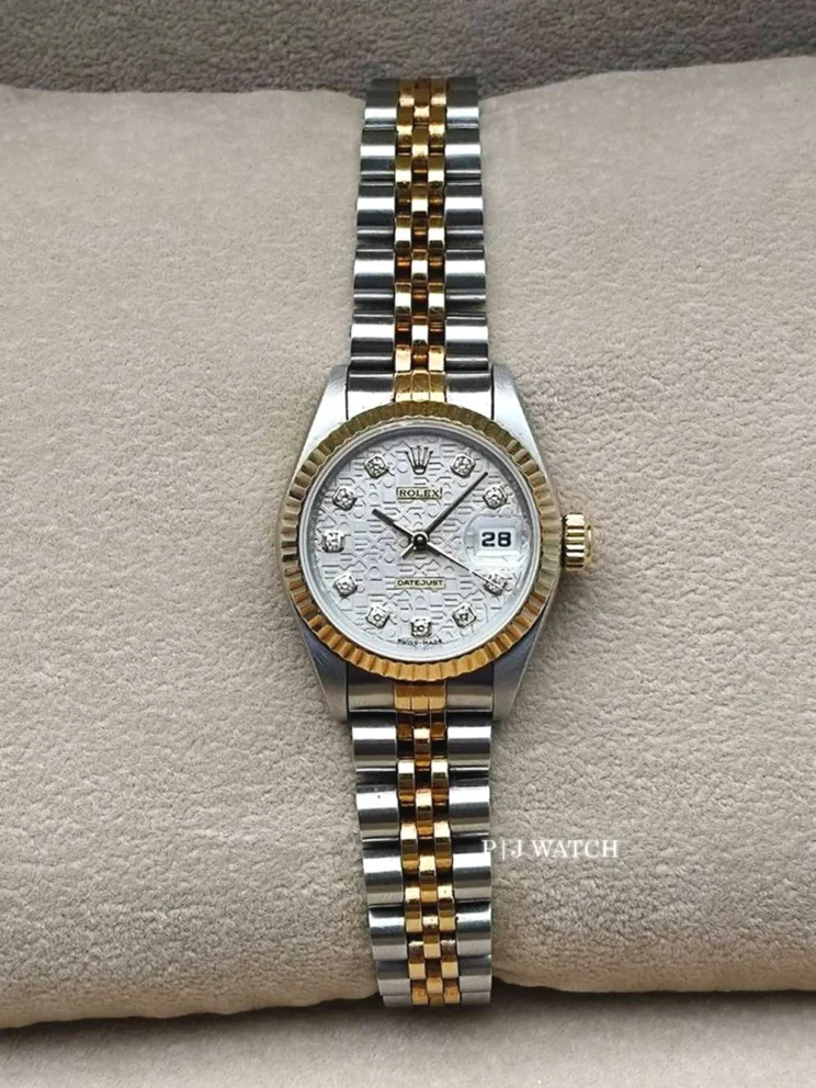 Rolex Lady-Datejust 26mm Gold & Steel Silver Computer Dial Ref.79173