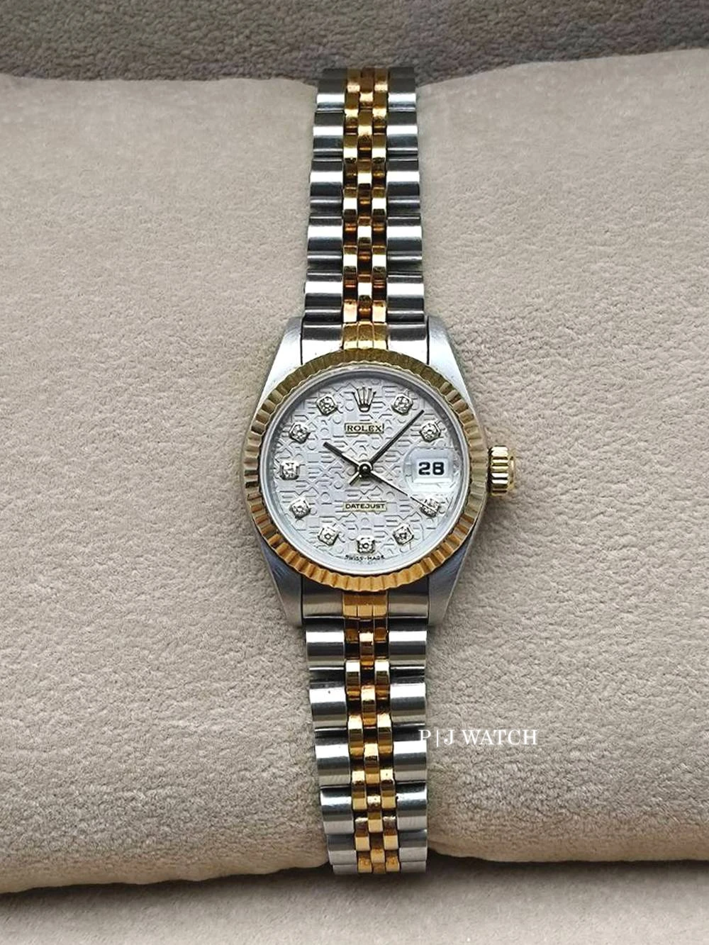 Rolex Lady-Datejust 26mm Gold & Steel Silver Computer Dial Ref.79173