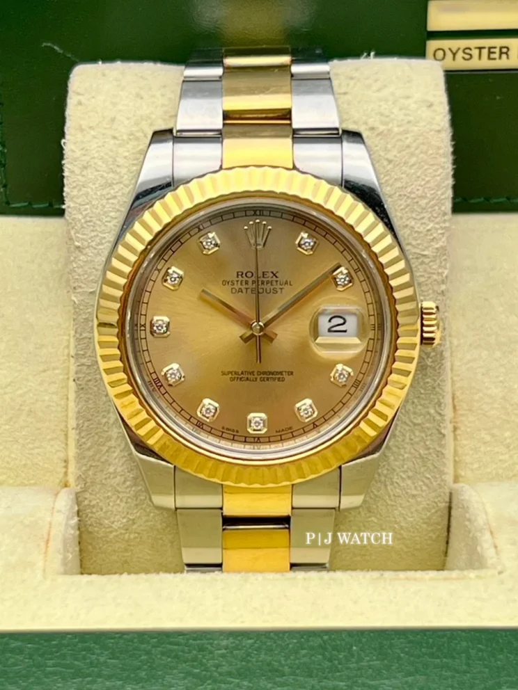 Rolex Datejust II 41mm Two-Tone Champagne Diamond Dial Ref.116333