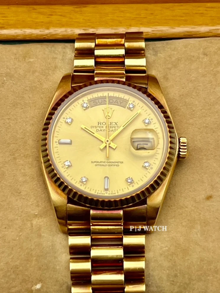 Rolex Day-Date 36mm President Yellow Gold 18k Champagne Diamond Dial Ref.18238