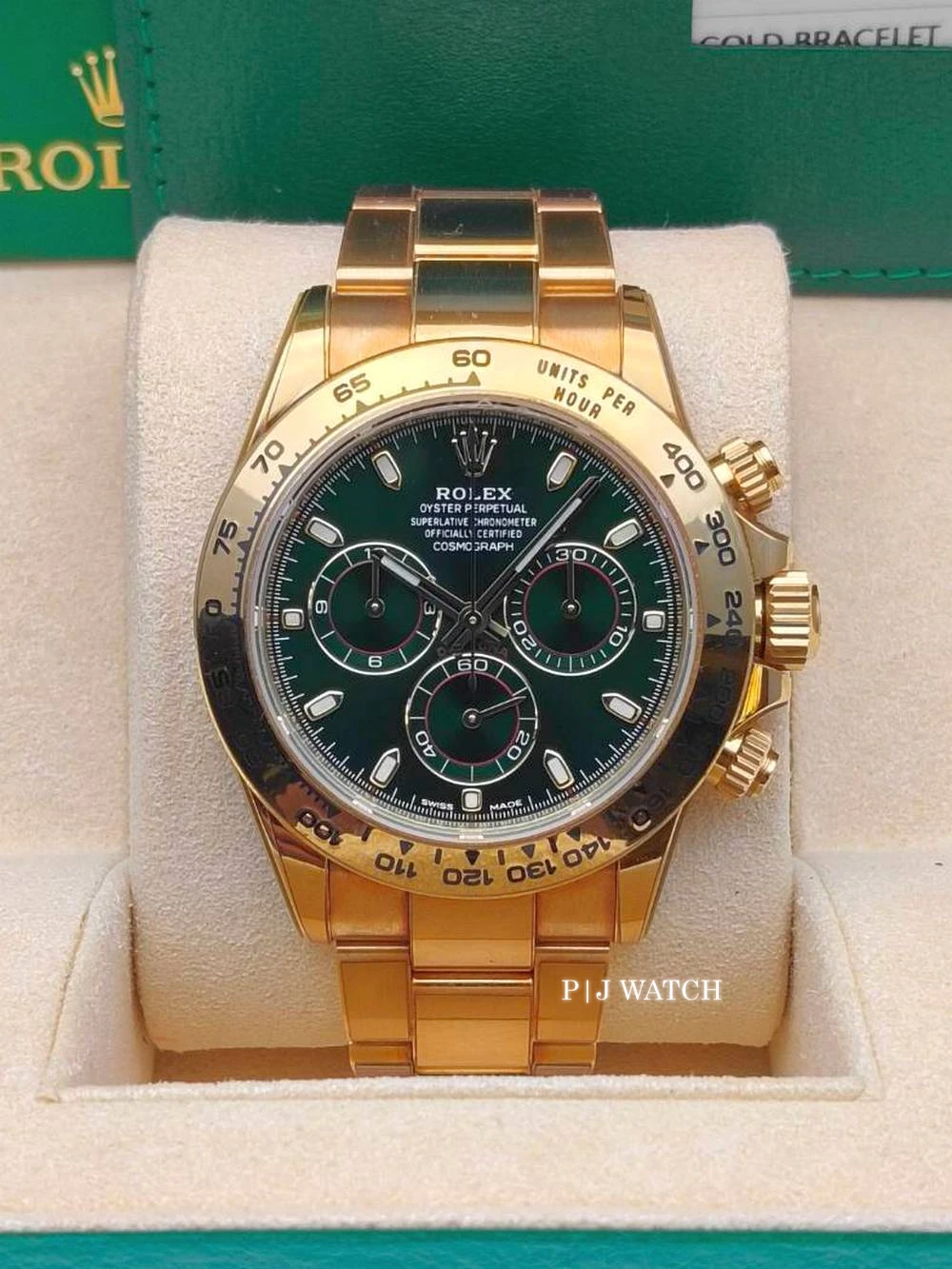 Rolex Cosmograph Daytona Yellow Gold 18k Green Dial Ref.116508