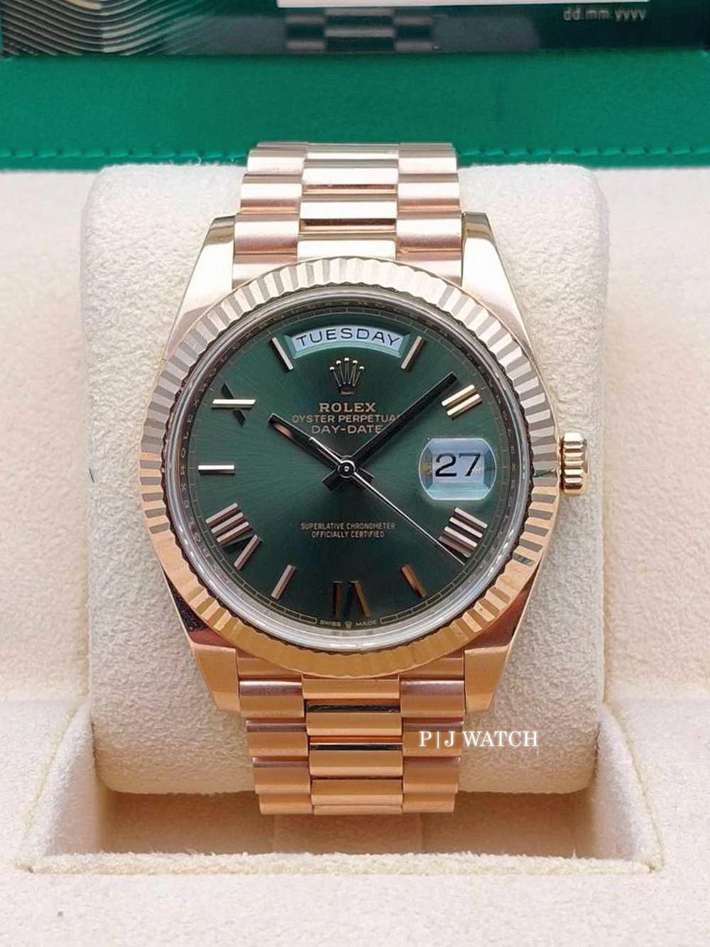 Rolex Day-Date 40mm Everose Gold 18k Green Dial Ref.228235