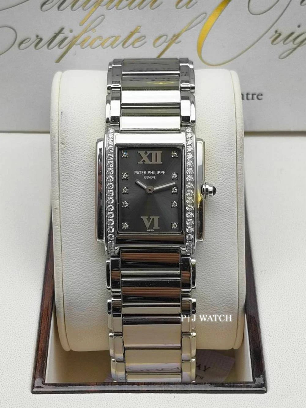 Patek Philippe Twenty-4 25x30mm Steel Diamond Gray Dial Ref.4910-10A-010
