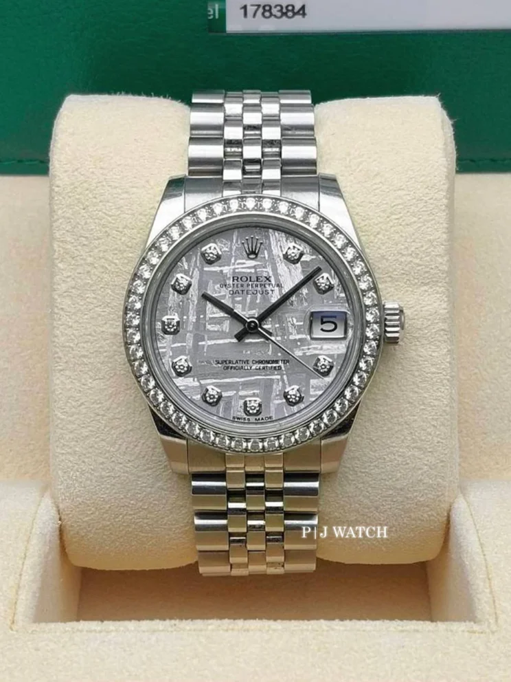 Rolex Lady-Datejust 31mm Oystersteel White Gold Meteorite Dial Ref.178384