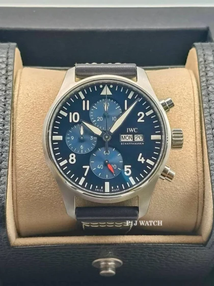 IWC Pilot Watch Chronograph 41mm Blue Dial Le Petit Prince Steel Leather Ref.IW388101