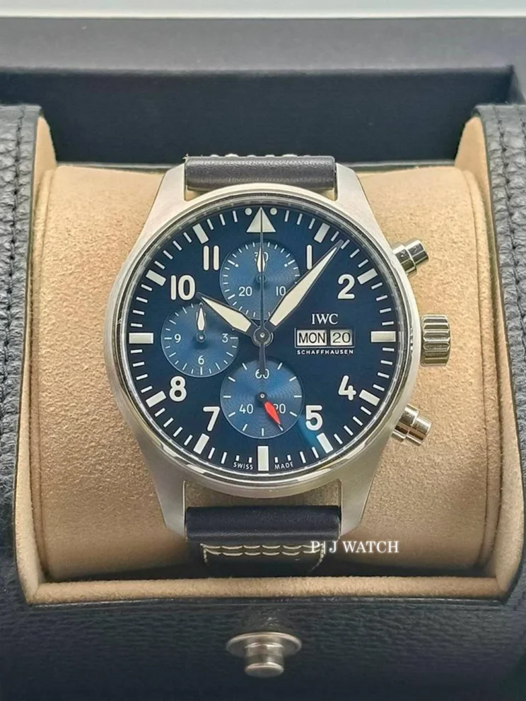 IWC Pilot Watch Chronograph 41mm Blue Dial Le Petit Prince Steel Leather Ref.IW388101