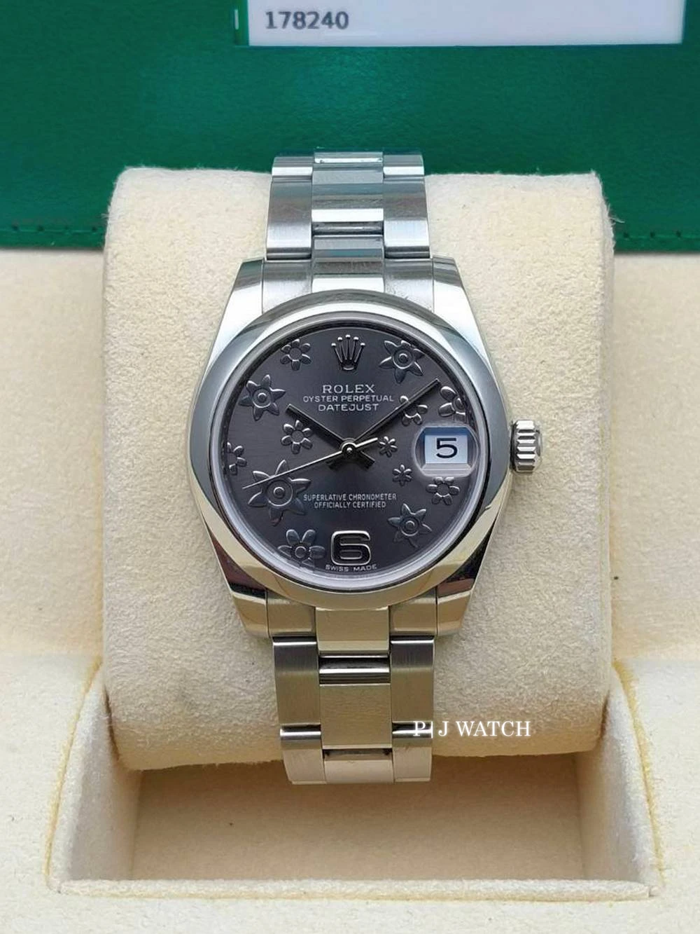 Rolex Datejust 31mm Steel Smooth Bezel Rhodium Floral Dial Oyster Ref.178240