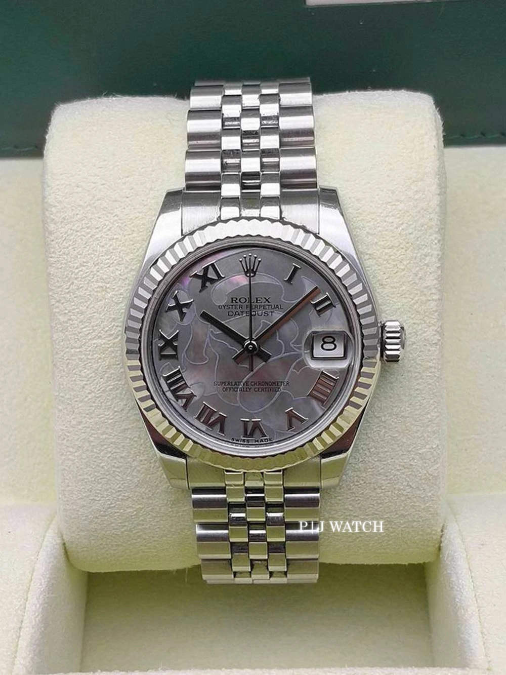Rolex Datejust 31mm Steel WG Dark Floral MOP Roman Jubilee Ref.178274